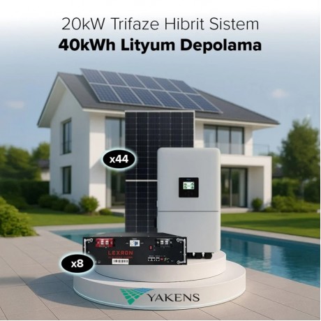20 Kw Trifaze Hibrit Hazır Solar Paket (Sistem 3) Lexron